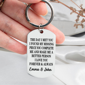 Hugging Couples - Standing The Day I Met You - Personalized Stainless Steel Keychain