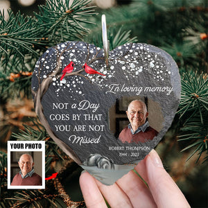 In Loving Memory Of Loss Of Mom Dad - Personalized Photo Memorial Garden Slate And Hook