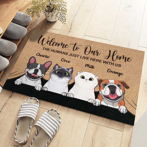 Welcome To The Pet Home - Funny Personalized Pet Decorative Mat (Cat & Dog)