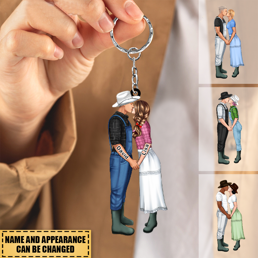 Personalized Gifts Custom Farming Keychain for Couples, Farmer Gifts