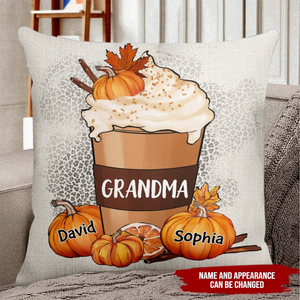 Grandma Mom Pumpkin Spice Latte - Personalized Pillow