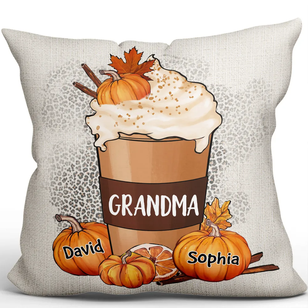 Grandma Mom Pumpkin Spice Latte - Personalized Pillow