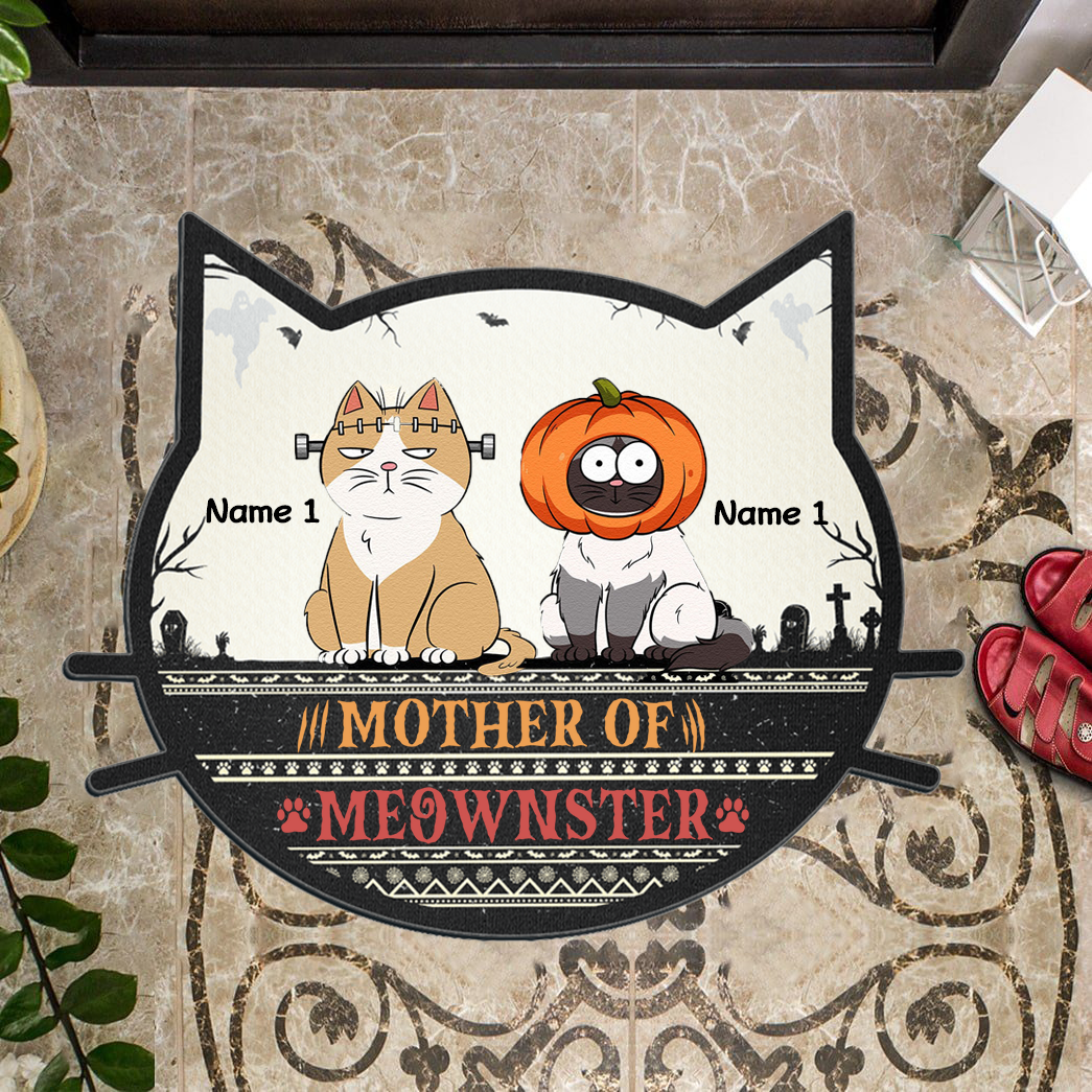 Beware Of Little Meownsters - Personalized Custom Shaped Doormat