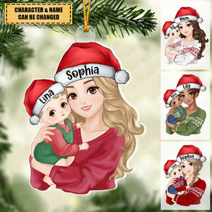 Mom Hugging Kid Christmas Gift For Daughter Son Personalized Christmas Ornament