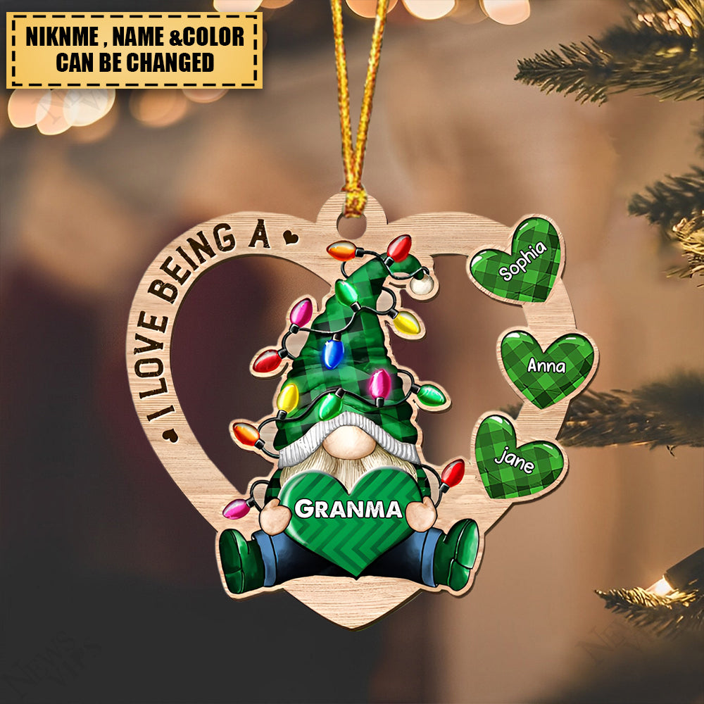 Personalized Dwarf Grandma With Heart Grandkids Ornament