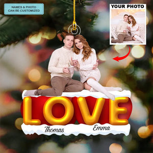 Love You Forever - Personalized Custom Photo Mica Ornament - Christmas, Anniversary Gift For Couple, Wife, Husband