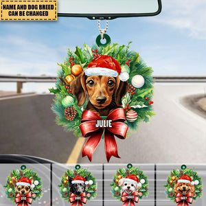 Personalized Christmas Cute Dogs Car Ornament, Christmas Gifts