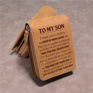 Dad To Son - You Will Never Lose - Card Holder Zipper Wallet