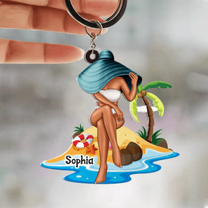 Beach Girl Gift, Personalized Keychain Besties Gift