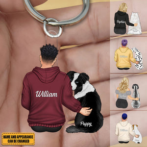 Hugging Pet - Christmas Gift For Dog Lovers - Personalized Cutout Acrylic Keychain