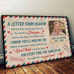 Personalized Horizontal Poster A Letter From Heaven - Upload Image