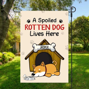 Personalized Garden Flag, A Spoiled Rotten Dog Lives Here, Gifts For Dog Lovers