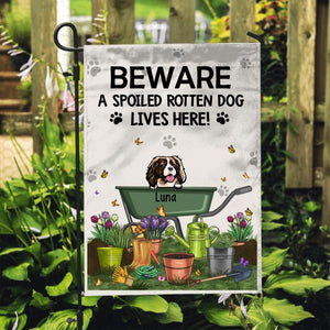 Beware Spoiled Rotten Dogs Live Here, Up To 3 Dogs - Personalized Garden Flag For Dog Lovers