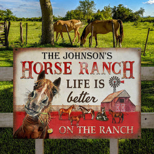 Personalized Horse Ranch Life Better Customized Classic Metal Signs