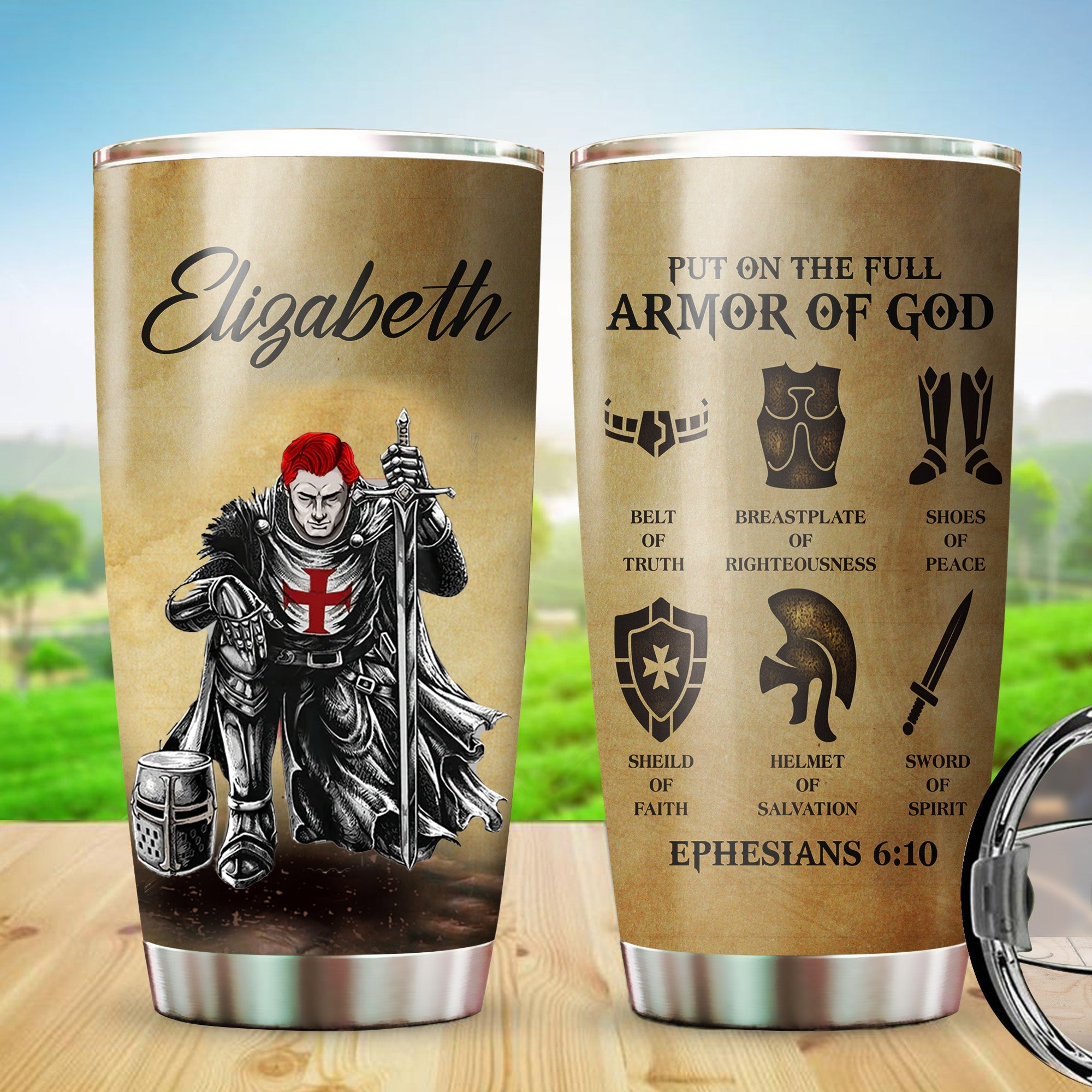 Personalized Man Warrior of God Put On The Full Armor Of God Ephesians 6:10 Tumbler