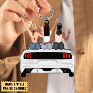 Sport Car Girl - Personalized Keychain