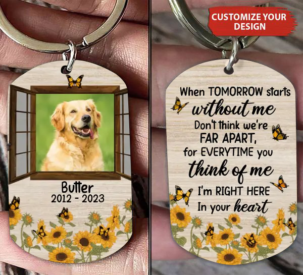 Custom Photo Dog Keychain- Upload Photo - Memorial Gift Idea For Dog Lovers - I'm Right Here In Your Heart