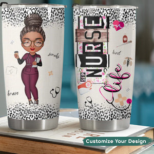 Personalized Tumbler - Gift For Nurse - Nurse Scrubs Angel