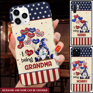 Personalized Heart Phone case July 4th Gift Independence Day - I Love Being Grandma Dwarf Balloons