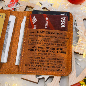 To Grandson - You Will Never Lose - Leather Bifold Wallet