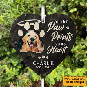 Custom Photo I Miss Your Paw Prints - Memorial Personalized Memorial Garden Slate & Hook - Sympathy Gift, Gift For Pet Owners, Pet Lovers