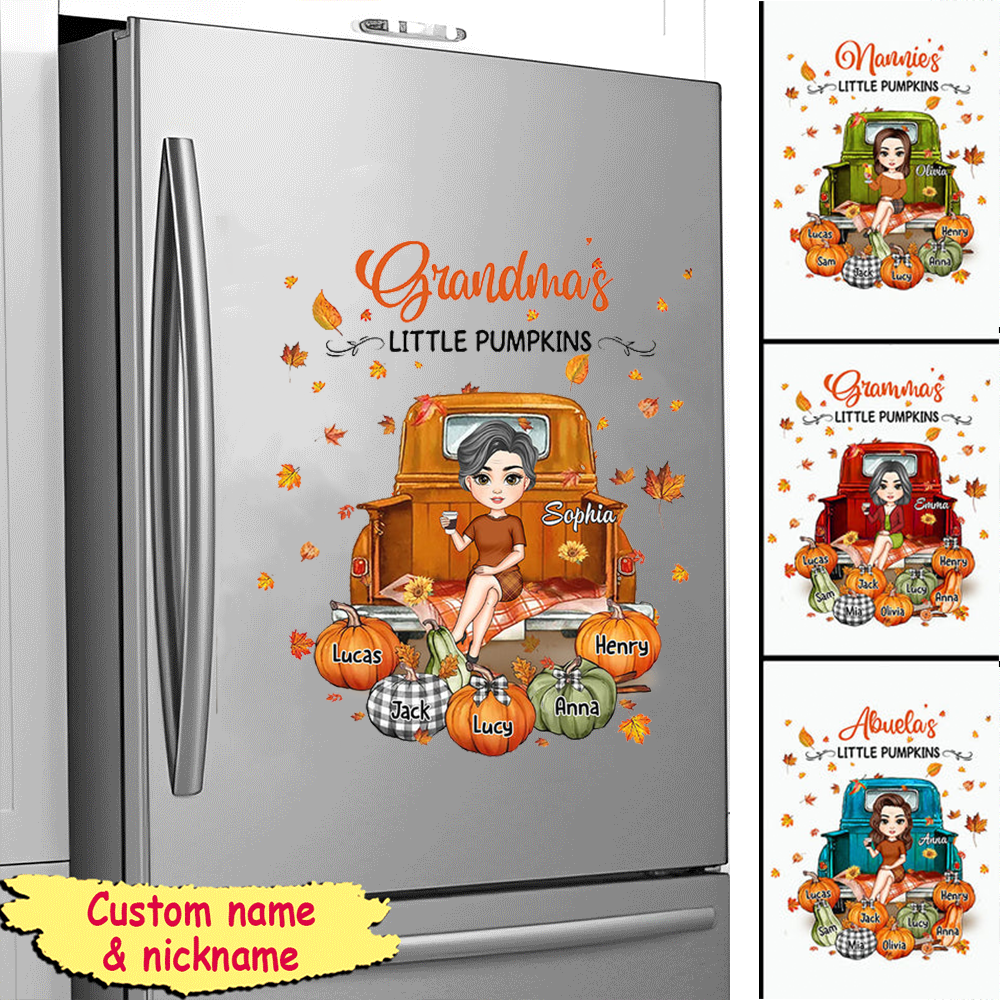 Grandma's Little Pumpkins Fall Season Truck Personalized Sticker Decal