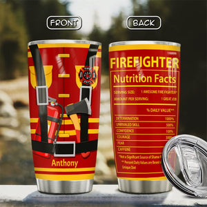 Personalized Fireman Tumbler Coffee Nutrition Facts Gifts for Firemen Firefighters Tumblers