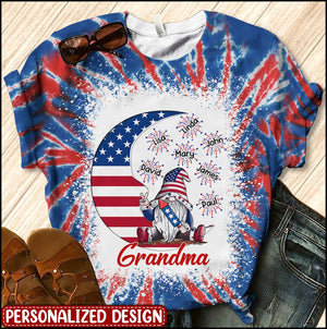 Grandma Mom's Dwarf Moon Firecracker Grandkids Independence Day Personalized 3D T-Shirt