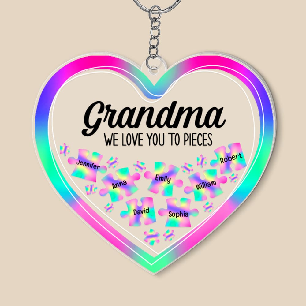 Grandma We Love You To Pieces- Personalized Keychain- Gift For Grandma/ Gift For Family- Grandma Keychain