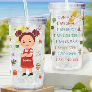 I Am Grateful I Am Enough - Personalized Acrylic Insulated Tumbler With Straw