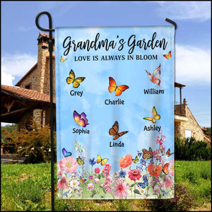 Grandma Mom's Garden Butterfly Kids, Love Is Always In Bloom Personalized Flag