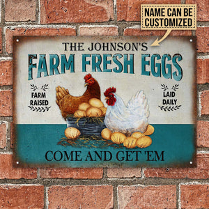 Personalized Chicken Farm Raised Laid Daily Customized Classic Metal Signs