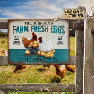 Personalized Chicken Farm Raised Laid Daily Customized Classic Metal Signs