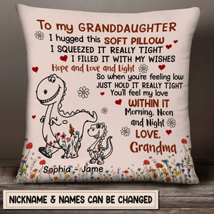 Personalized To My Daughter Granddaughter Dinosaur Pillow