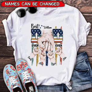 Best Dad Ever Hands To Hands Kids American Flag Personalized Shirt