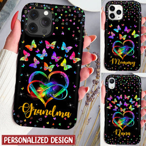 Personalized Phone Case Colorful Rainbow Heart Infinity Grandma Mom Butterfly Kids