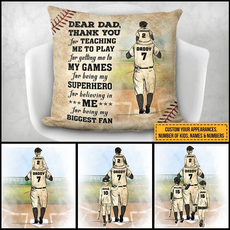 Personalized Baseball Dad And Child Thank You Custom Child Custom Pillowcase