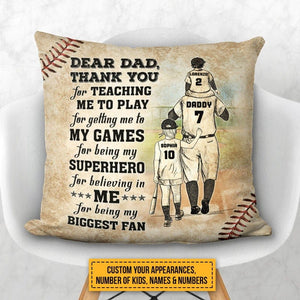 Personalized Baseball Dad And Child Thank You Custom Child Custom Pillowcase