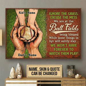 Personalized Baseball Dad Hands Holding Custom Poster