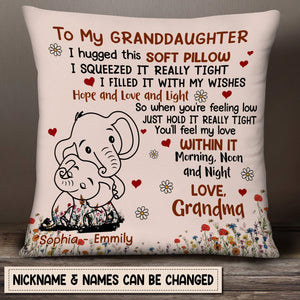 Personalized Elephant To My Daughter Granddaughter Hug This Pillow