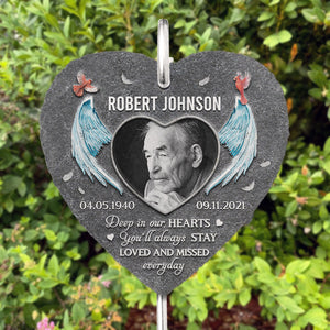 Personalized Memorial Garden Slate with Custom Photo - 'You Will Always Be Loved' Heartfelt Sympathy Gift for Loss of Loved One - Outdoor Memorial Garden Slate for Family