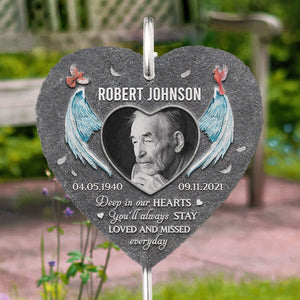 Personalized Memorial Garden Slate with Custom Photo - 'You Will Always Be Loved' Heartfelt Sympathy Gift for Loss of Loved One - Outdoor Memorial Garden Slate for Family