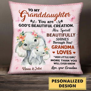 To My Daughter Granddaughter, Grandma Mom Loves ''Her Little Girl'' More Than You Will Ever Know Personalized Elephant Pillow