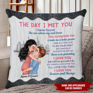 The day I met you Personalized pillow - gift for Couple Anniversary