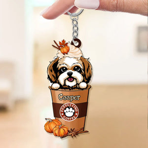 Autumn Vibe Puppuccino Coffee Cute Dog Puppy Pet Personalized Acrylics Keychain