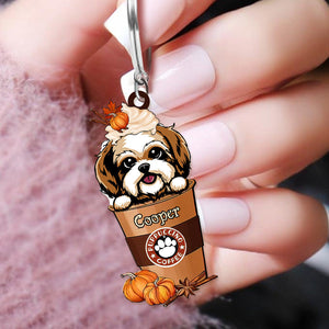 Autumn Vibe Puppuccino Coffee Cute Dog Puppy Pet Personalized Acrylics Keychain