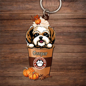 Autumn Vibe Puppuccino Coffee Cute Dog Puppy Pet Personalized Acrylics Keychain