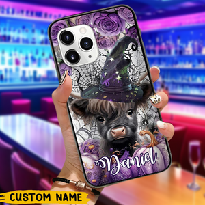 Baby Highland Cow Witch Halloween Personalized Silicone Phone case