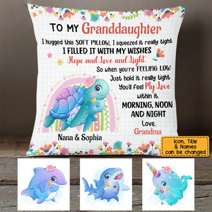 Personalized Granddaughter Grandson Sea Animals Hug This Pillow