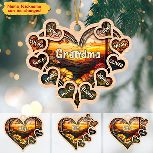 Personalized Landscape Heart Grandma Mom Kids Ornament